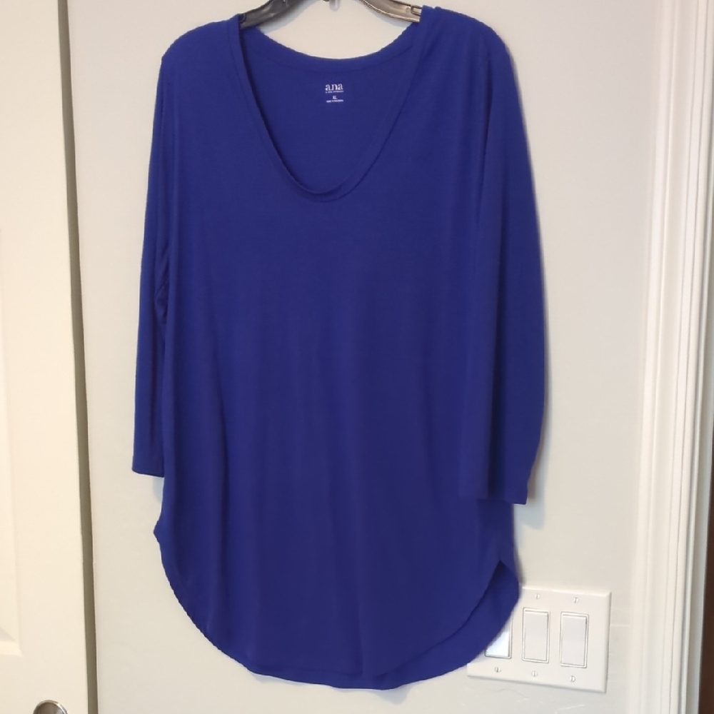 NWT a.n.a Royal Blue Long Sleeve Scoop Neck Tunic